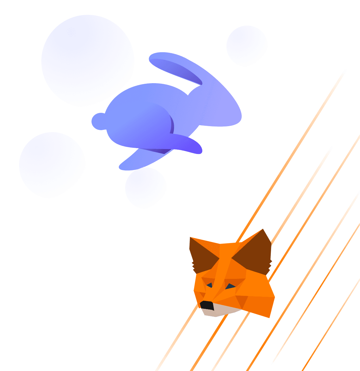 Rabby and MetaMask mascots, a purple rabbit and an orange fox, representing supported wallet integrations