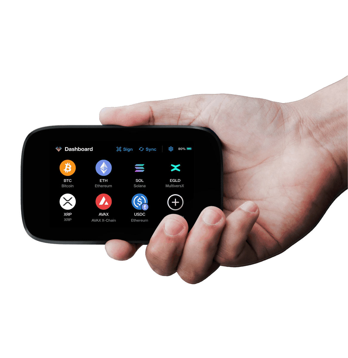 NGRAVE ZERO hardware wallet held in a hand