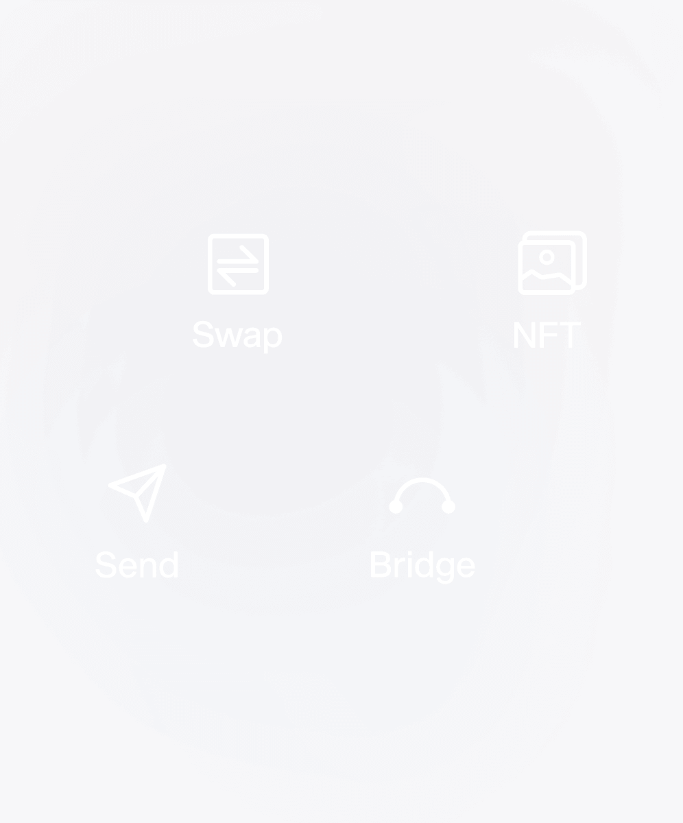 Integration features: Swap, NFT, Send and Bridge icons