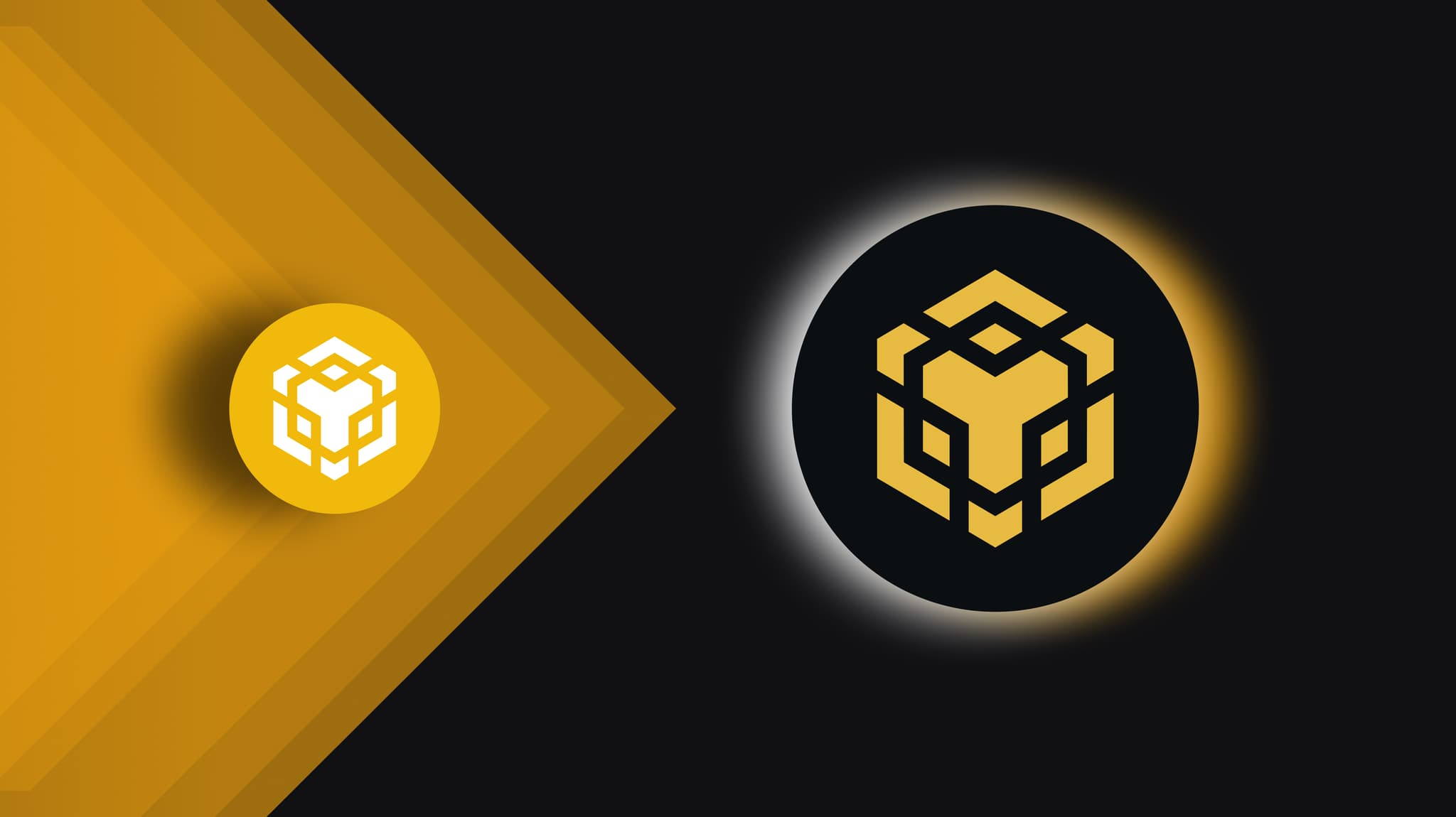 BNB Beacon Chain logo pointing to the BNB Smart Chain logo, illustrating the BNB Chain Fusion