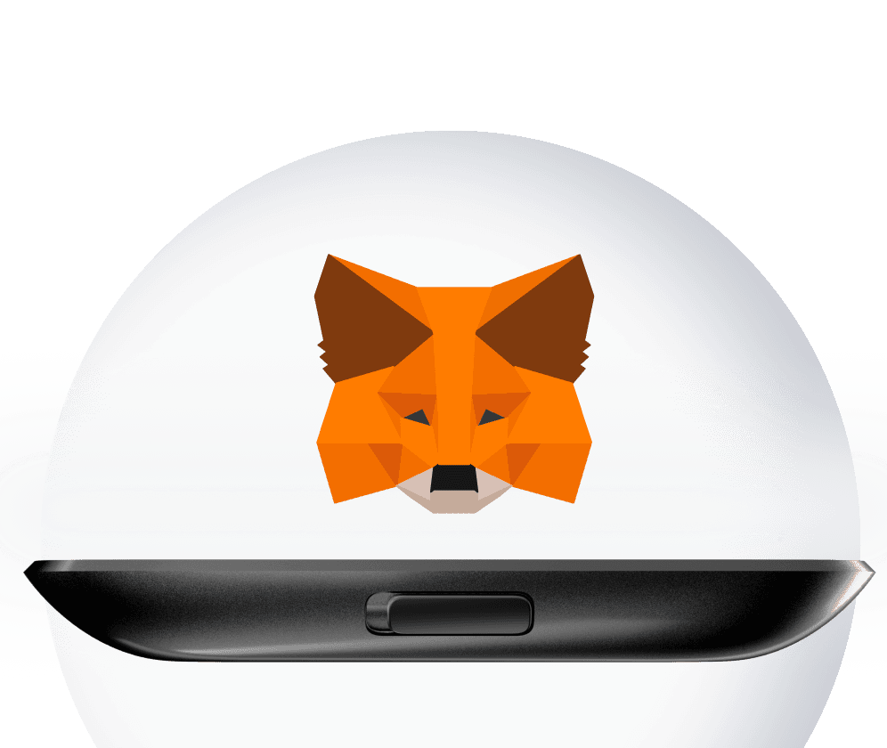 MetaMask fox logo rising above the edge of the NGRAVE ZERO