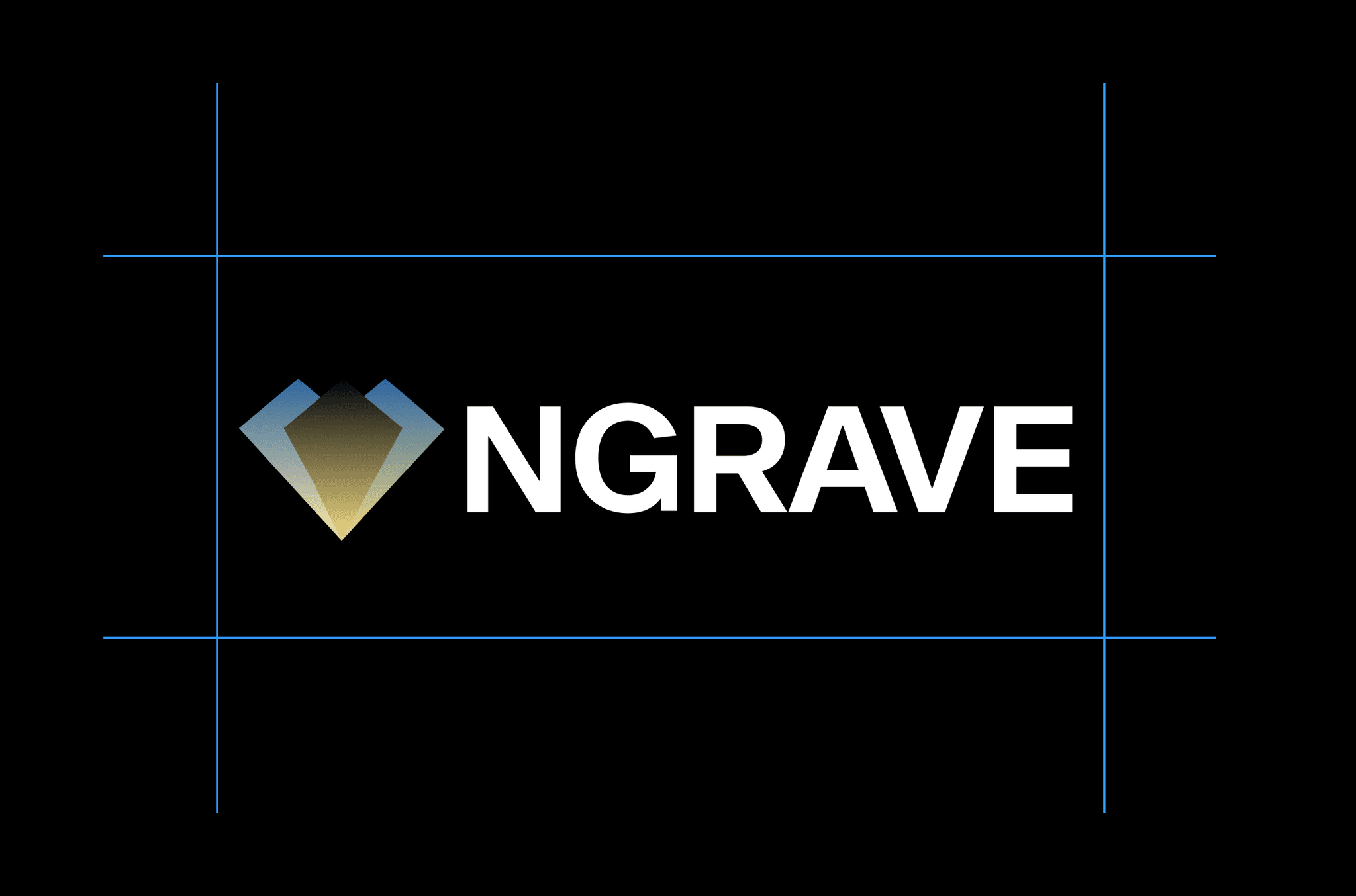 NGRAVE logo with clear-space guide lines