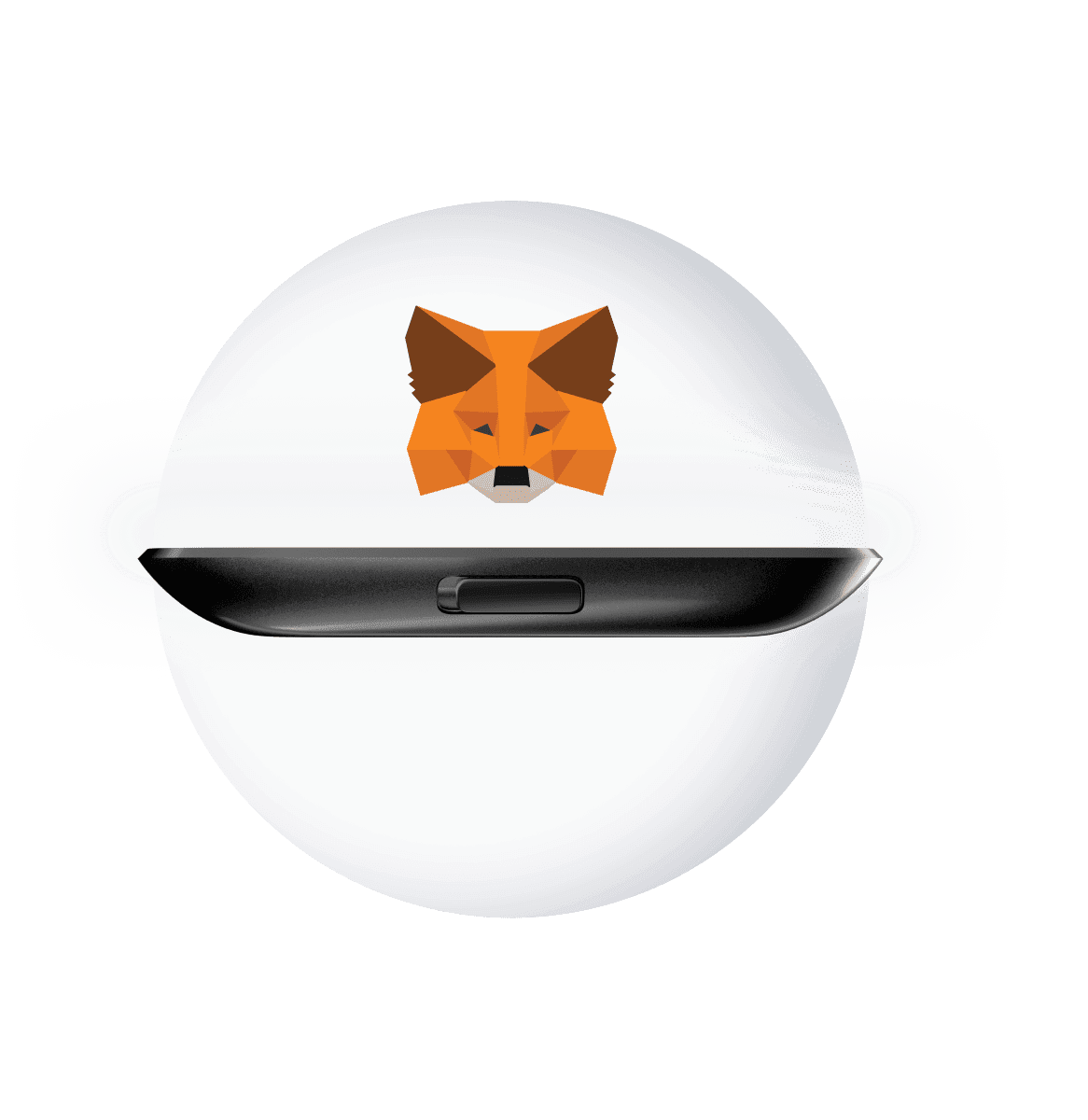 MetaMask fox logo above the edge of NGRAVE ZERO, showing the MetaMask integration