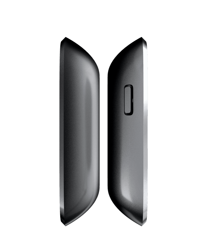 Two NGRAVE ZERO devices in side profile, showing the slim metal-edged casing