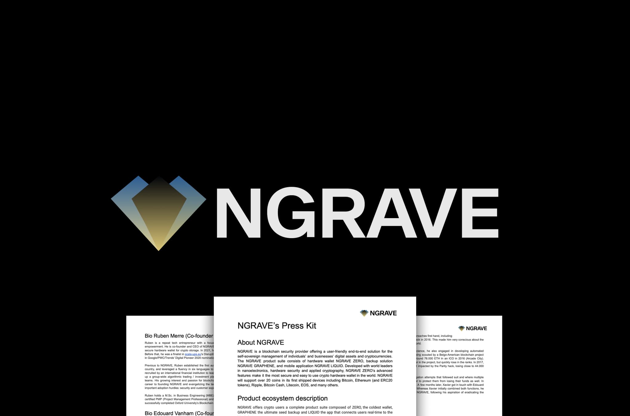 NGRAVE press kit pages beneath the NGRAVE logo